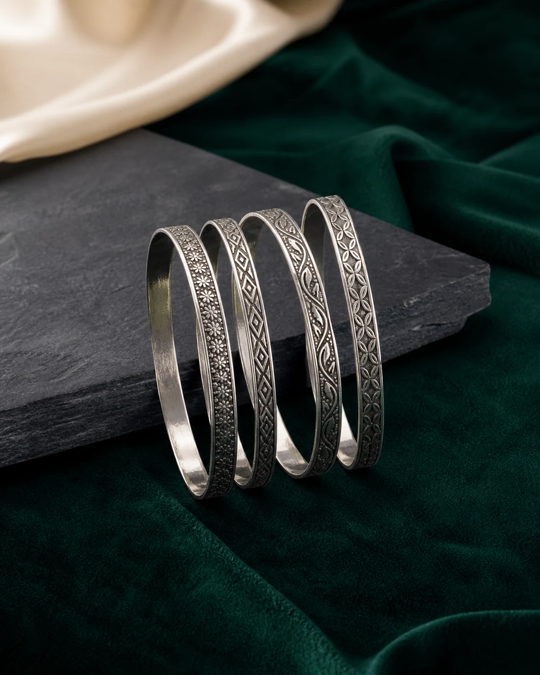 Four-Story Silver Bangles at Varun Jewellers