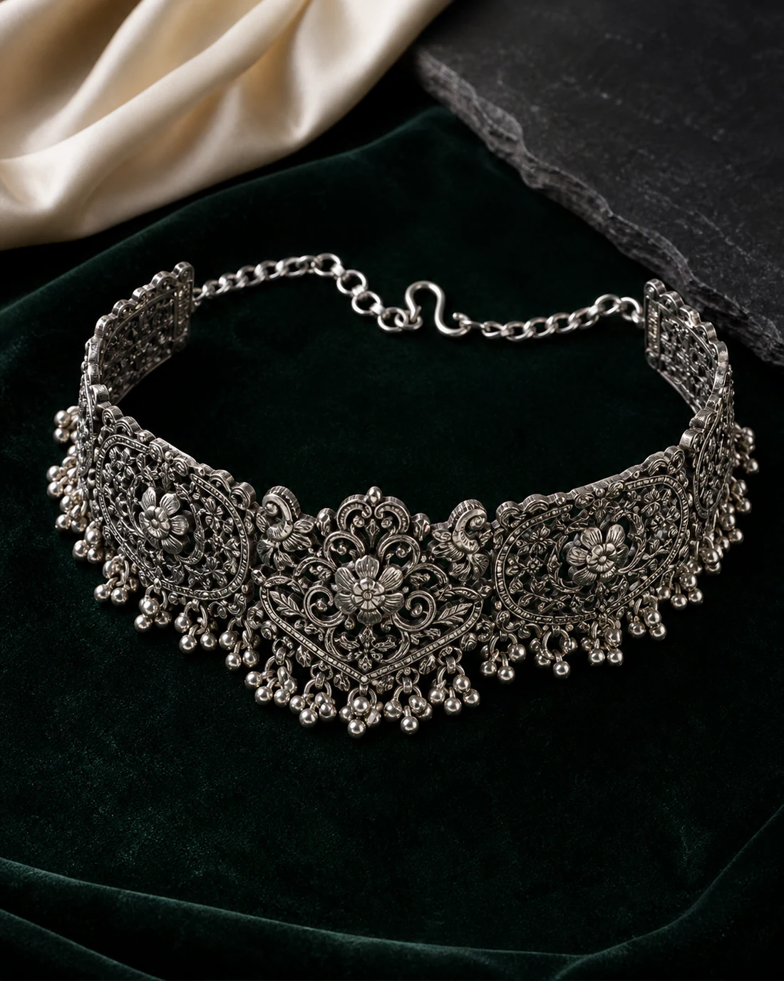 Mehr Floral Silver Choker at Varun Jewellers