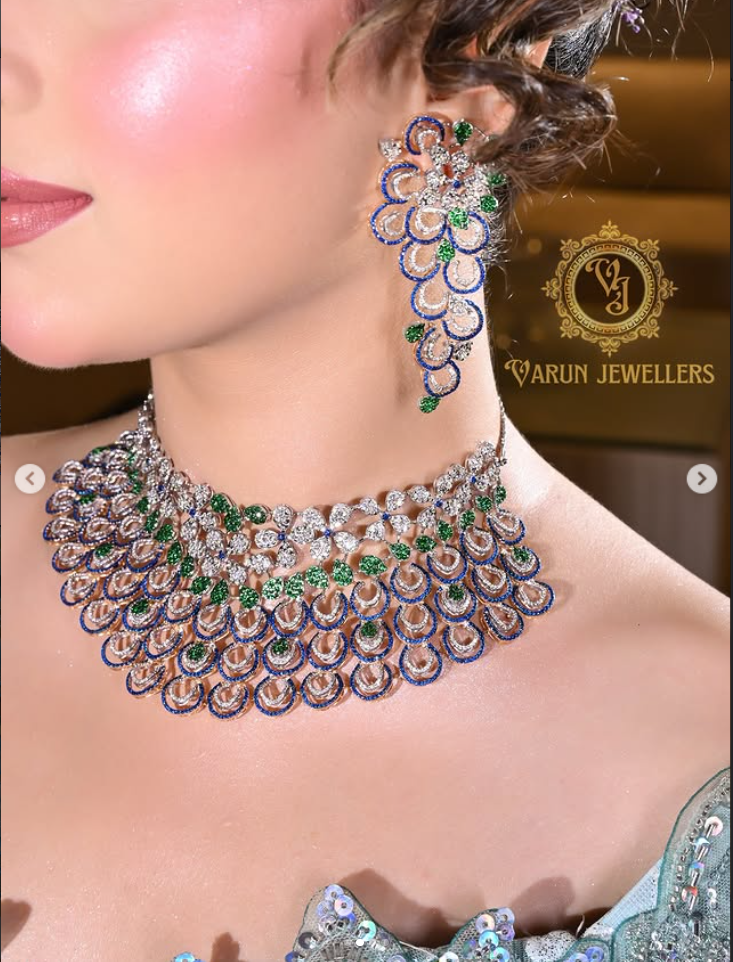 Peacock Sapphire Collar at Varun Jewellers