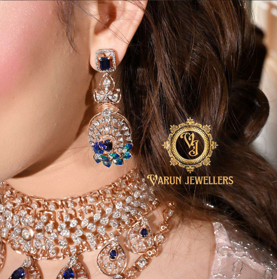 Sapphire peacock earring from Varun Jewellers